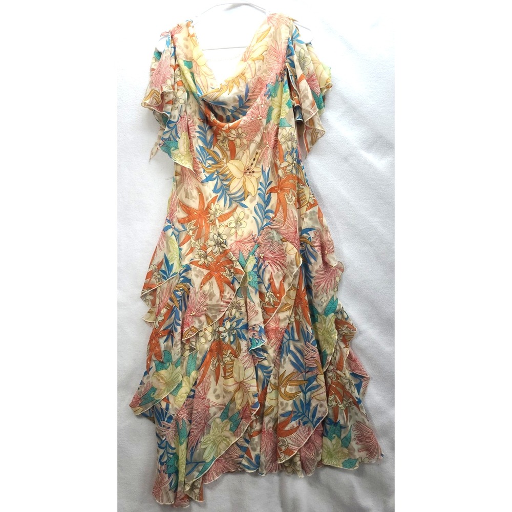 Signature by Robbie Bee Flutter Dress Beaded Sequin Woodland Fairy Ethereal Sz 4